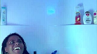 i was bathing in the homemade amateur shower, my ebony black skin getting wet, but i made a error and slipped on the soap, oops