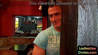 Femdom amateur babes pegging guy asshole with bottle