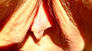 sexy mature shows humongous soaking wet meaty cunt flaps in slow motion, dripping wet 💦