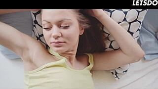 Stunning amateur lesbians fuck passionately in dorm room?