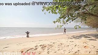 Caribbean Naked Girl at the Beach Gets Her Ass Touched by a Stranger After Shower