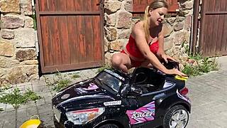 busty milf lenushka doll squirts hard in the car 😍