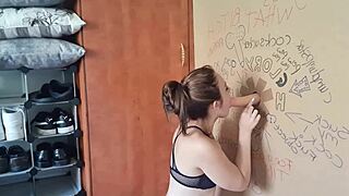 Tattoo girl glory hole fucking and sucking cock