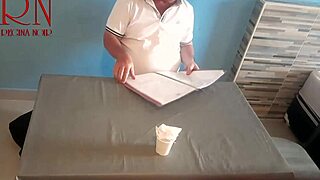 Naked Waitress Serves Guest in Restaurant