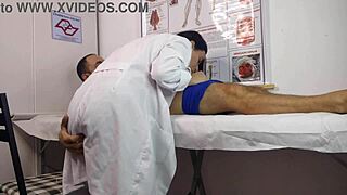 Nurse watches cock rise in hospital room