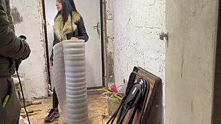 step mom unexpected suck step son construction worker he cum in mouth