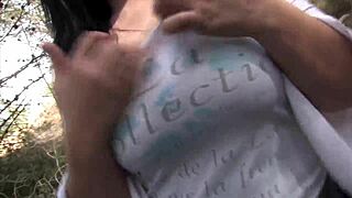 horny dude couldn't resist creampieing her tight asshole outdoors