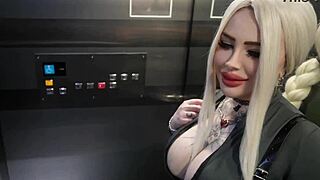 hard fucked stranger in the mouth in the elevator public sex with a housemate