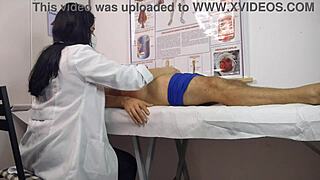 Nurse watches cock rise in hospital room