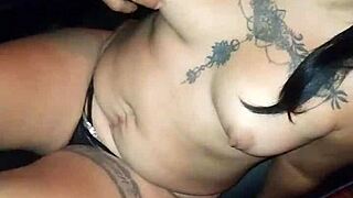 mexican whore groped and sucks in glory hole 😈