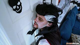 Halloween glory hole adventure with black teen hottie, so wild.