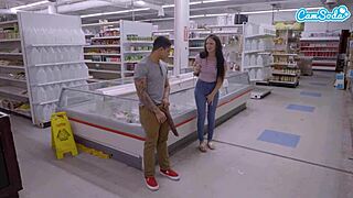 amateur teen sucks big black cock and gets fucked in public.