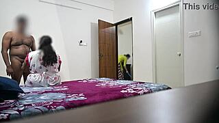 blowjob and hardcore fucking with wife while maid cleans room