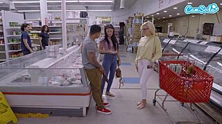 amateur teen sucks big black cock and gets fucked in public.