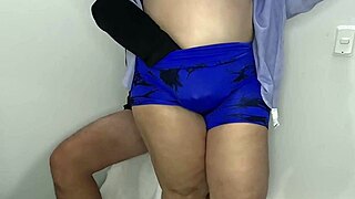 Curvy colombian milf with huge ass and big pussy lips sucks her stepson deepthroat