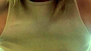 Gym Sweat Drips from Nipples and Pussy in Times Square