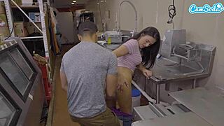 amateur teen sucks big black cock and gets fucked in public.