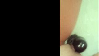 Shaved Pussy Teased by Thick Dildo Play