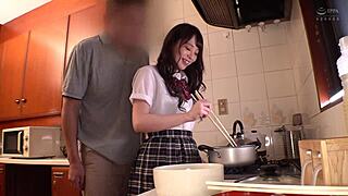 dad sneaks creampies with daughter in kitchen uniform and more spots