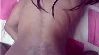 On her knees sucking boss's small cock then bent over for passionate doggystyle ebony loving