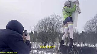 my girlfriend's horny public deepthroat and doggystyle pounding got so wild in the snow... 😈