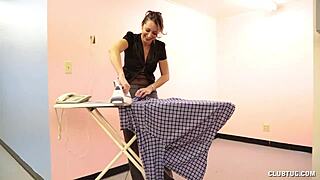 Housewife sneaks risky home handjob tease