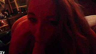 blonde girlfriend slurps and deepthroats friend's cock hungrily