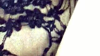 my girlfriend wears lingerie with buttplug as i fuck her ass and pussy till cum explosion