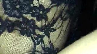 my girlfriend wears lingerie with buttplug as i fuck her ass and pussy till cum explosion