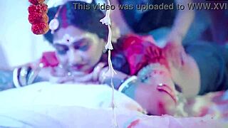 young indian couple's suhaag raat turns into rough doggystyle creampie with dirty hindi screams