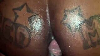 Suggestive living room romp turns into bent over anal pounding