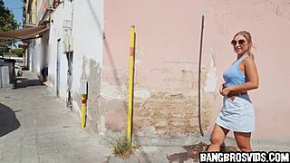 blonde squirting teen rides monster cock doggystyle bent over in public outdoor