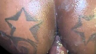 Suggestive living room romp turns into bent over anal pounding