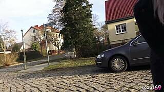 german teen cheats on first date gagging on stranger's big cock doggystyle in berlin car no condom 😈🍆💦