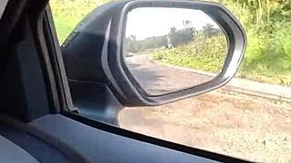 so this naughty housewife gets pulled over and rubs one out quick in the public layby