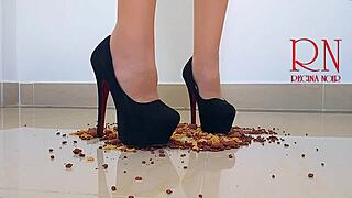 High Heels Boots Crush Cornflakes on Dorm Floor