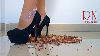 High Heels Boots Crush Cornflakes on Dorm Floor