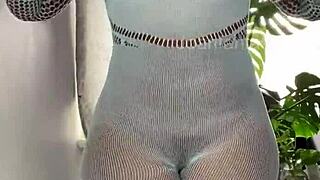 joanfantasy's creamy pussy throbs under light blue lingerie