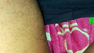 Skinny brunette strokes monster cock