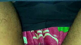 Skinny brunette strokes monster cock