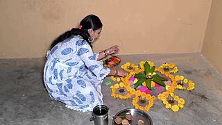 Muscular Housewife Deepthroats Monster Cock On Diwali