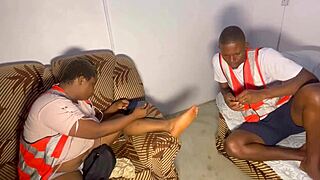 Chubby coworker bends over for massive cock doggystyle pounding!