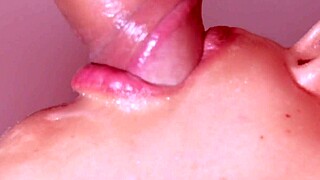 Wife gulps huge cum load mouth overflowing