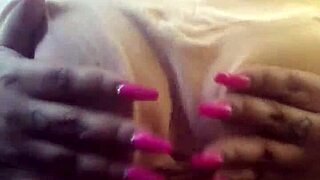 Cheeckz plays with fat ebony tits nipples nasty licks