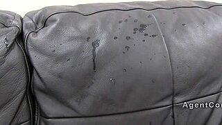 petite amateur gets banged hard by fake agent in office casting on sofa