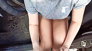 Babe Sucks Cock Then Takes Rough Doggy Outdoors