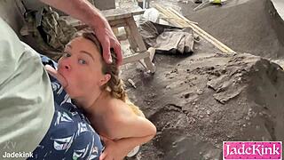 Fuck! Watch This Juicy Round Ass Slut Get Wrecked Hard in Under Construction Site!