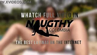 damn that latina's fat ass shakes wild while toying pussy poolside