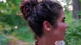 imagine this milf's curves teasing in thong bodysuit along the wild trail...