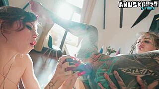 lesbian goth tattooed skinny girls stretch anal with dildos intimate squirting orgasms